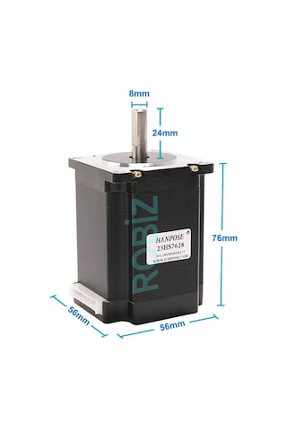 23HS7628 Nema 23 Step Motor 1.9 Nm 3.2V 2.8A D Mil 2 Faz 1.8 Derece 200 Adım 3D Yazıcı Printer