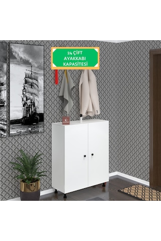 Kenzlife Ayakkabılık Galoş6 Byzbyz 53 080 32 Kapaklı 6 Raflı 24 Çift Ayakkabı Kapasitesi Ahşap