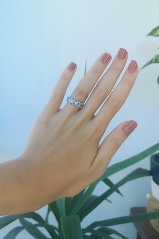 Silver Kaplama Zirkon Taşlı Trapez Yüzük - Std Gümüş