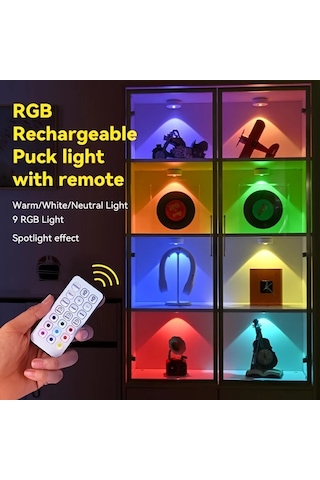 Willowhaven 3 Adet Uzaktan Kumandalı Şarj Edilebilir Rgb Gece Işığı Parlaklık Ayarı 12 Renk Modu Manyetik Dolap Aydınlatma Mutfak Banyo Yatak Odası Ofis