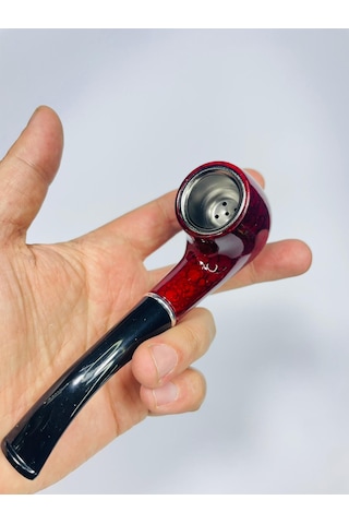 Alcan Marka Bordo Metal Müşürlü Filitreli Pipo 12 CM