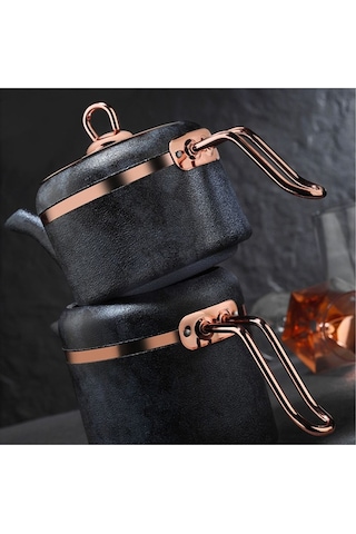 Brioni RSA-02TK Royal Stone Takım Çaydanlık Antrasit&Bakır