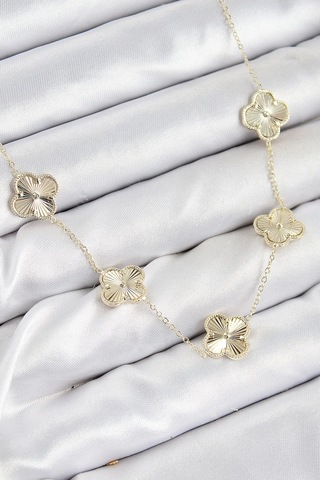 Pirinç Vıp Yonca Model Gold Renk Kadın Kolye - Tj-bko10484 Çok Renkli