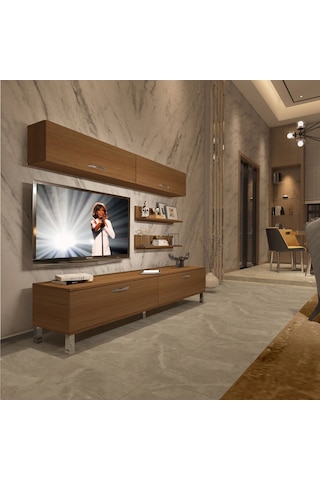 Decoraktiv Eko 5 Slm Std Krom Ayaklı Tv Ünitesi Tv Sehpası Ceviz