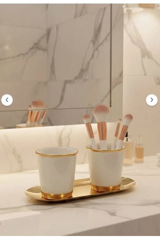 Fine Living Golden Mug Set -3 Parça Beyaz
