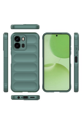 Oppo A6t Kılıf Kamera Korumalı Arka Yüzey Tasarımlı Darbeye Dayanıklı Etnik Kılıf Silikon Kapak Koyu Yeşil