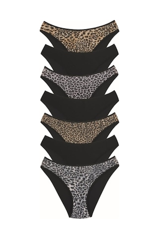New Lilla 18001-6 Kadın 7'Li Leo In Love Bikini Külot Paketi Siyah