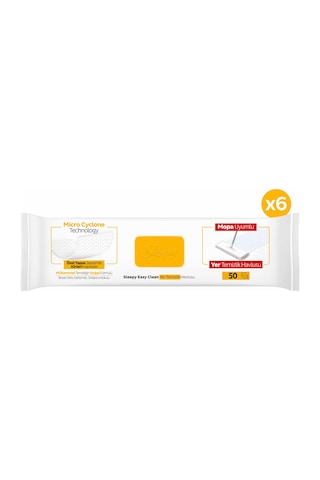 Sleepy Easy Clean Arap Sabunu Katkılı Mopa Uyumlu Yer Temizlik Havlusu&Mendili 6x50 (300 Yaprak)