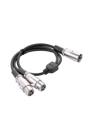 Fortunelane Tek Erkekli Xlr'den İki Dişi Xlr'ye Dengeleyici Ses Kablosu - Mikrofon, Mikser Ve Amfi İçin Siyah 50cm