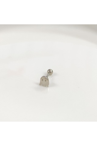 Sevimli Hayalet Gümüş Tragus Pıercıng - Rodyum Beyaz Beyaz