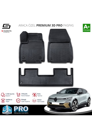 S-dizayn Renault Megane E-tech 3d Pro Havuzlu Paspas 2022 Üzeri A+ Kalite
