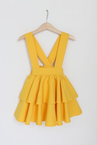 Kız Çocuk Helen Sarı Askılı Kat Kat Bağlama Jile  Elbise