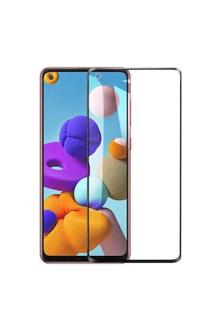 Samsung Uyumlu Galaxy A21 Zore Kenarları Kırılmaya Dayanıklı Cam Ekran Koruyucu