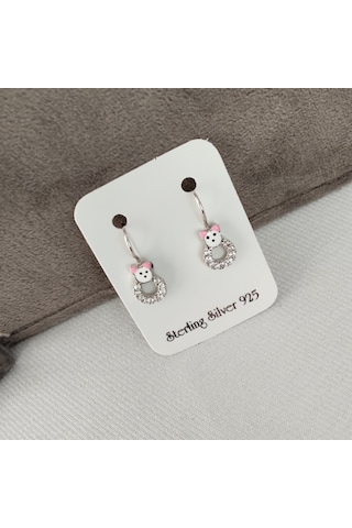 925 Ayar Gümüş Çocuk Küpesi Zarif Ve Güvenli Tasarım Model 1 Gümüş