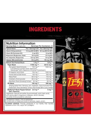 Mutant Test Daa Aspartic Acid+tribulus+maca+fenugreek+ginseng 90 Kapsül