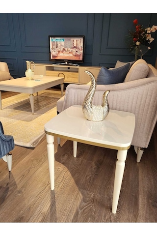 Akset Lüx Yan Sehpa Gold Krem