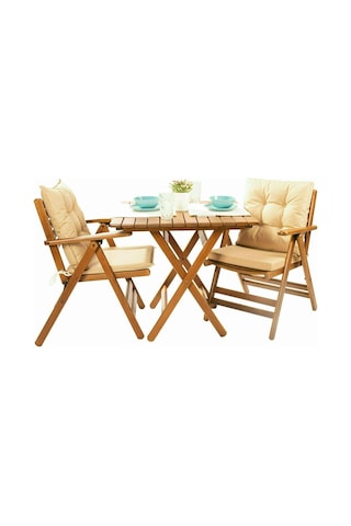 Antalya Ahşap Bahçe Balkon Seti: 80X80 Masa + 2 Minderli Sandalye (413905831)