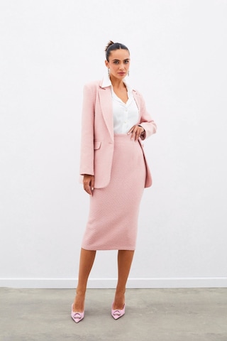 Sateen Midi Boy Tüvit Etek - Pudra-135029 Pudra
