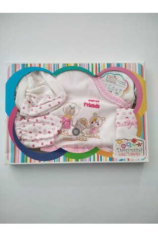 Zıbın Bebe Kız Pembe 5 Parça Pamuklu Çok Renkli