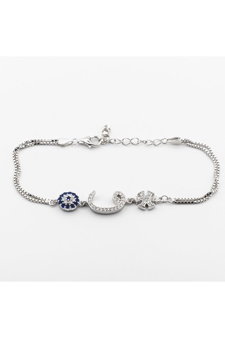 925 Ayar Gümüş Nazar Kar Tanesi Vavlı Kadın  Bileklik