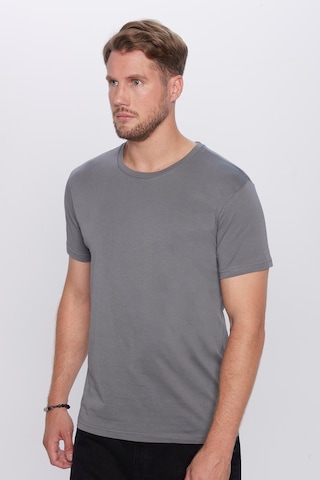 Tudors Unisex Slim Fit Dar Kesim %100 Pamuk Yumuşak Dokulu Gri Bisiklet Yaka Tişört-31793 Gri