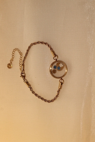 Çiçek Ve Kalpli Yonca Detaylı Çelik Bileklik 17 Cm Zincirli Kararmaz Gold Çiçek Bileklik Gold