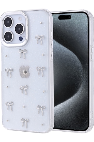 Apple Uyumlu iPhone 15 Pro Max Kılıf Airbag Tasarımlı Simli Şeffaf Zore Kutup Kapak - Fiyonk Şeffaf Şeffaf