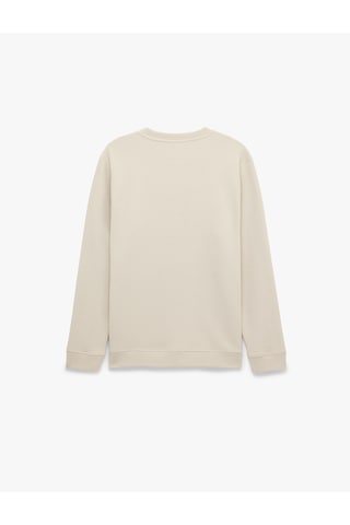 Koton Pamuklu Uzun Kollu Dokulu Basic Bisiklet Yaka Sweatshirt Bej 7wam70014mk Ekru