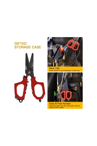 Leezsing Molybdan Vanadyum Çelik Olta Makasları - Mavi, 16.2 Cm, Kauçuk Tutamaklı, Plastik Saklama Kutusu İçeren Çok Fonksiyonlu Olta Aleti