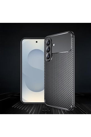 Spia Galaxy S26 İle Uyumlu Kılıf Siyah Karbon Silikon Orijinal Galaxy S26 İle Uyumlu, Siyah 50 x 22