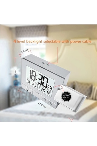 Trendooze Yatak Termometre Saat Projeksiyon Odası İçin Higrometre Fl Çalar Xx