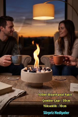 Technow Gbd Taş Döküm Dumansız Masa Şömine Ateş Çukuru 500ml Bioethanol+hazne