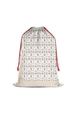 Büyük Noel Baba Hediye Çantası, Pamuklu Kordonlu, Yeniden Kullanılabilir Noel Ağacı Metni