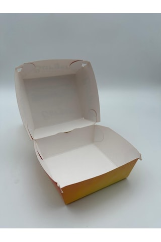 Baskılı Hamburger Kutusu 12,5x12,5x9 Cm 100 Adet