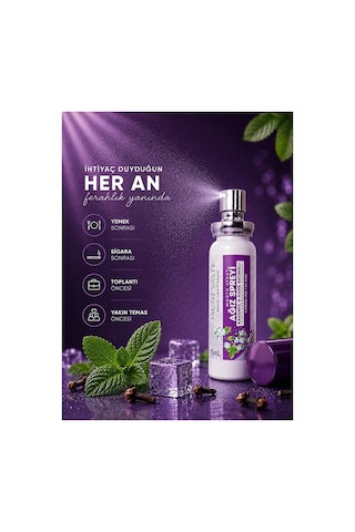 Ağız Spreyi - Ağız Kokusu Giderici, Ferah Nefes, Karanfil & Nane Aromalı, Alkolsüz & Gazsız, 15 Ml