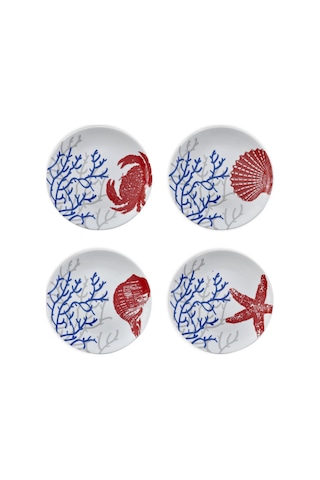 Mercan Tabak &çay Kahve Seti 20 Parça 4 Kişilik Beyaz - Mavi