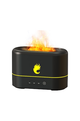 Geeksen 250ml Siyah 3d Flaming Oda Kokusu Dağıtıcı - Ultrasonik Nemlendirici, Otomatik Kapatma Ve 3 Zamanlama Seçeneği İle Aromaterapi
