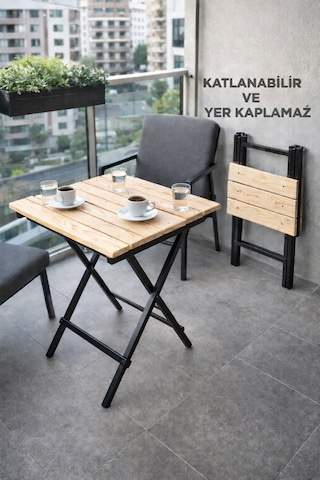 Ecowood Katlanır Masa Balkon Bahçe Kamp Ahşap