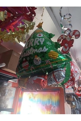 Yılbaşı Ağacı Süsleri 1 Adet Yılbaşı Hediye Paketi Noel Süsü Folyo Balon 80-55 Cm