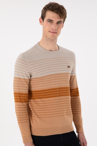 U.S. Polo Assn. Erkek Slim Fit Bisiklet Yaka Camel Kazak 50297071-VR015