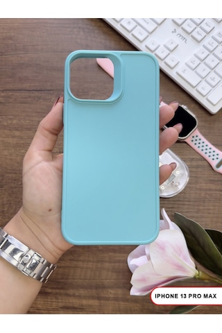 Apple iPhone 13 Pro Max Uyumlu Kamera Korumalı Darbeye Dayanıklı Renk Atmayan Keep Silikon Kılıf Turkuaz