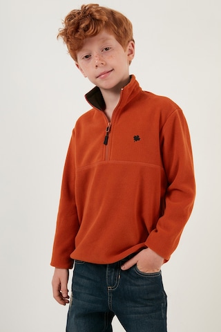 Lela Yumuşak Dokulu Fermuarlı Dik Yaka Şardonlu Kışlık Unisex Çocuk Polar 5905002 Oranj
