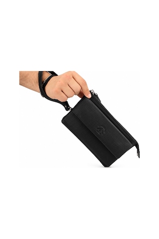 Alphaclub Bag Erkek Mat Siyah Hakiki Deri Çok Bölmeli Portföy Çanta