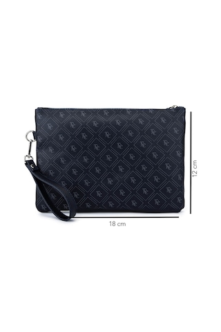 Tamer Tanca Kadın Suni Deri Lacivert Desen Clutch Çanta 743 2337 Bn Cnt Sk25-26 Lacı Gfrj Laci