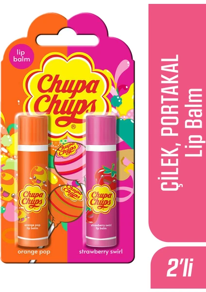 Chupa Chups Lip Balm Dudak Bakım Kremi 4gr Çilek Ve Portakal 2li