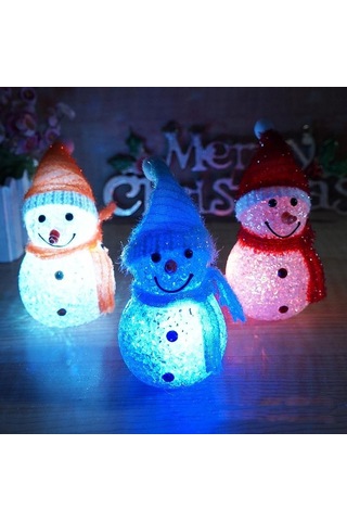 Led Işıklı Kardan Adam Yılbaşı Ağacı Süsleri Renk Değiştiren Kardan Adam Led Light Snowman Renkli Pilli Led Işıklı Kardan Adam