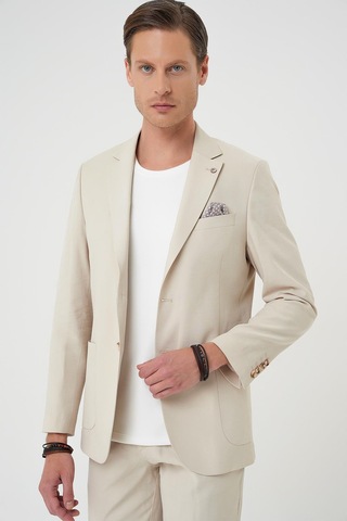 Efor Slim Fit Torba Cep Spandex Karışımlı Casual Krem Ceket C 714 Krem