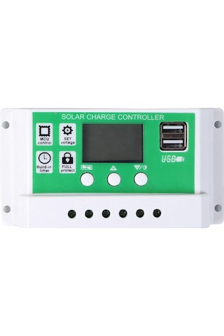Yaozixa Güneş Paneli Yöneticisi 50a - Pwm Şarj Yönetimi, Çift Usb Çıkışı, Akıllı Enerji Depolama Regülatörü Beyaz