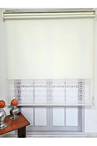 Bbb Lazer Kesim Çift Mekanizmalı Tül Stor Perde Ekru Mlt5007 Ekru