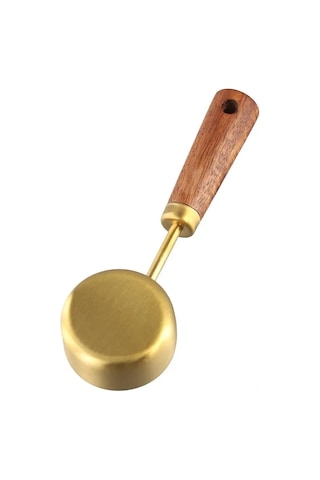 Xiyyadms 10ml Paslanmaz Çelik Kahve Ölçü Kaşığı - Ahşap Saplı, Ergonomik Tutuş, Hassas Ölçüm, Rust-özürsüz, Modern Mutfak Aleti Altın